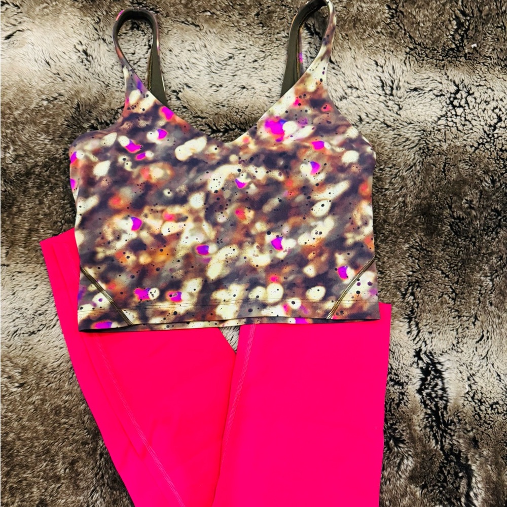 Lululemon Soft Focus Splatter Olive Green Align Tank, 6